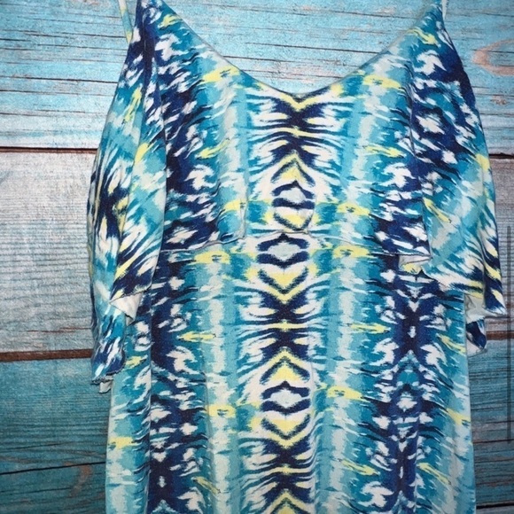 Tart Overlay Maxi Dress M Tie Dye Blue Long Stretchy Spaghetti Strap Open Back - Picture 6 of 10